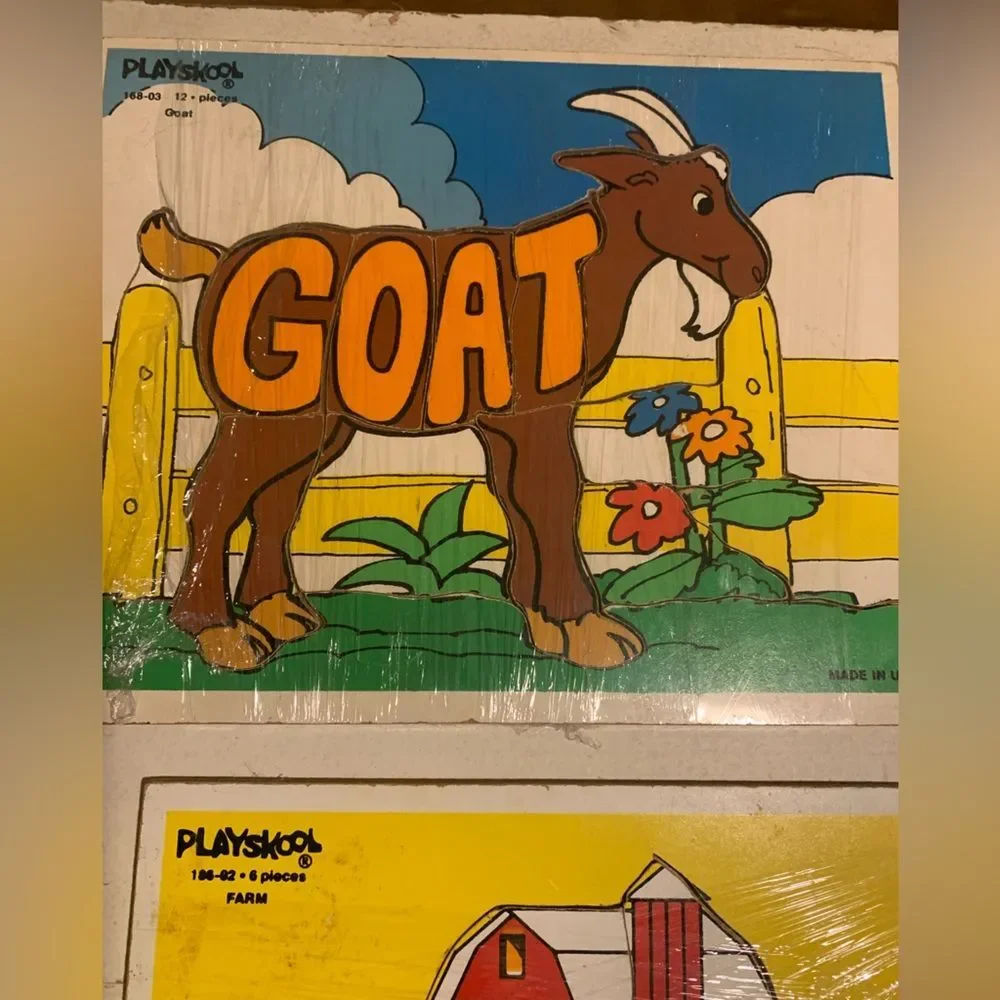 Playskool set of 2 farm wooden puzzles